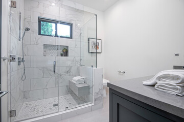 Pristine bathroom in a modern new construction home in Los Angeles