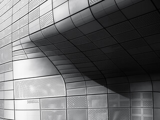 Architecture details Modern building Futuristic silver Metal wall design Curve 