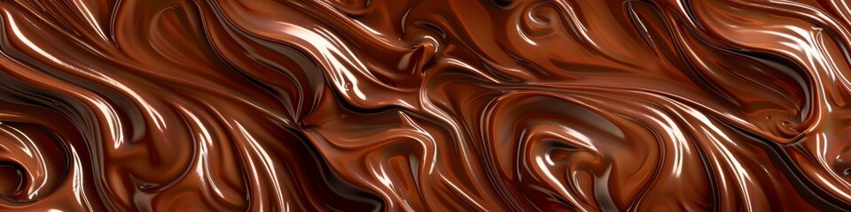 Naklejka premium A seamless pattern of chocolate liquid texture, showcasing the intricate swirls and textures characteristic of reallife melted chocolate. The background is a rich brown color with detailed lines