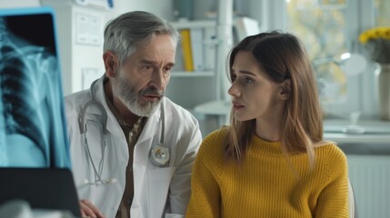 Obraz premium Doctor Discussing X-ray Results with Patient