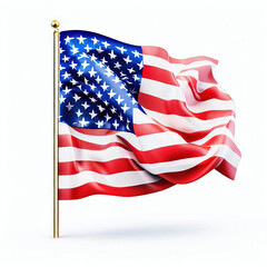 Fototapeta premium American country flag with alpha matte, US flag, United states flag wave in the wind. isolated on a white background. made with generative AI 