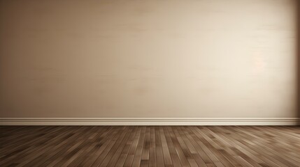 Beige Wall with wooden Flooring. Empty Room for Product Presentation