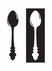 spoon eating silhouette vector illustration