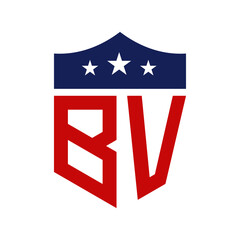 Patriotic BV Logo Design. Letter BV Patriotic American Logo Design for Political Campaign and any USA Event.