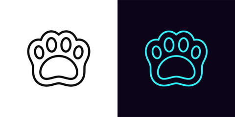 Outline pet paw icon, with editable stroke. Cute paw sign and silhouette. Animal footprint, kitten or puppy paw, pet care and aid, animal shelter and vet, cat and dog shop, pet health. Vector icon