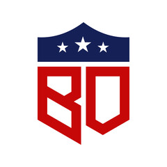 Patriotic BO Logo Design. Letter BO Patriotic American Logo Design for Political Campaign and any USA Event.