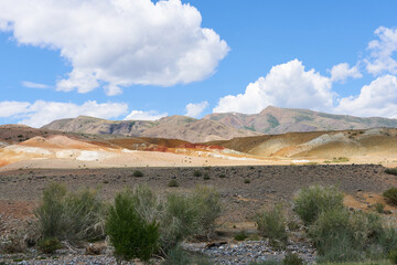 Landscape of relief in mountainous terrain. Beautiful nature, Mountain Altai.