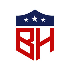 Patriotic BH Logo Design. Letter BH Patriotic American Logo Design for Political Campaign and any USA Event.