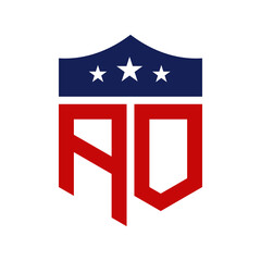 Patriotic AO Logo Design. Letter AO Patriotic American Logo Design for Political Campaign and any USA Event.