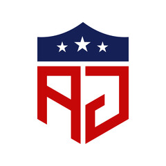 Patriotic AJ Logo Design. Letter AJ Patriotic American Logo Design for Political Campaign and any USA Event.
