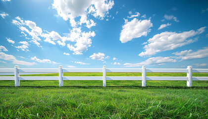 white fence with a blue sky in the background