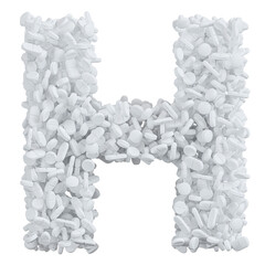 Alphabet made of white pills, letter A