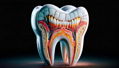 Macro photography, dental, human tooth cross section, concept	