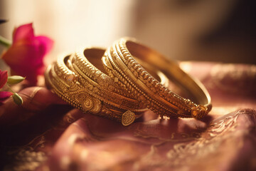 Close view of beautiful gold bangle