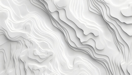 Abstract white topographic lines background 3d