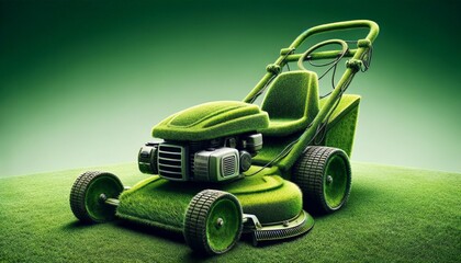 Grass Mower Made of Grass on Green Lawn