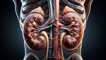 Human Kidneys Anatomy Illustration, Concept
