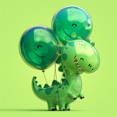 green dinosaur with a balloon