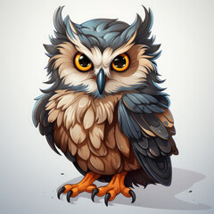 Watercolor Sage owl, clipart Illustration, Generative Ai