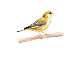 Cute sitting little European Greenfinch