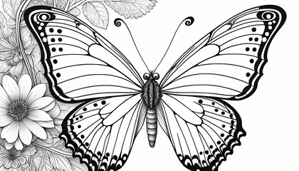 Intricate-Black-And-White-Butterfly-With-Delicate-