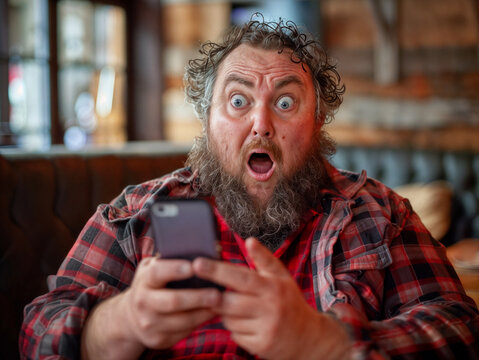 Middle-aged man with a surprised expression receives shocking news while on a mobile phone
