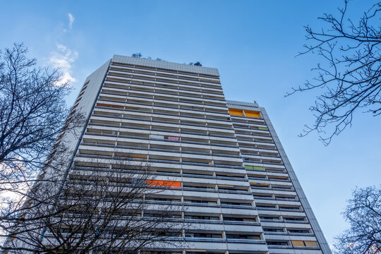 Germany, Bavaria, Munich, Low angle view of apartment building