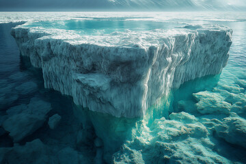 A large ice block floating in the ocean - Powered by Adobe