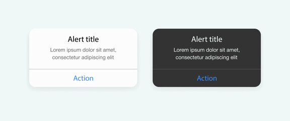 Alert Title Notification Mockup. Action Button Mockup. Flat Style. Vector icons
