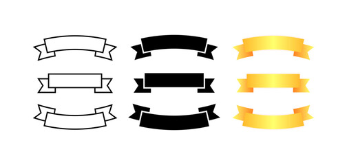 Ribbons mockup icons set. Linear, silhouette and flat style. Vector icons