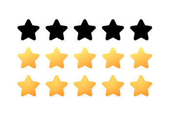 Star Icon Set. Star Rating. Silhouette & Flat Style. Vector icons