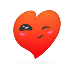 Emotion Heart Icon. Love Icon. Winking Heart. Flat Style. Vector icon