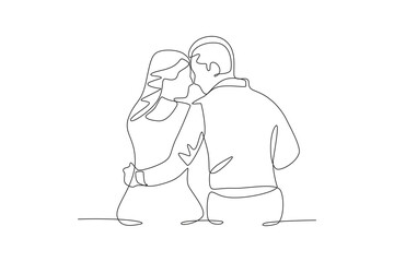 A couple making out. Dia dos namorados concept one-line drawing