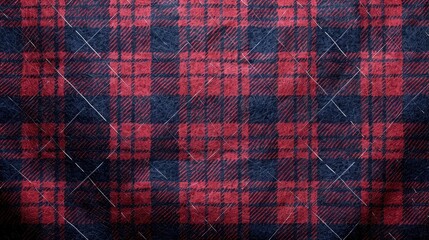 Rich burgundy and navy blue tartan on a textured wool background.