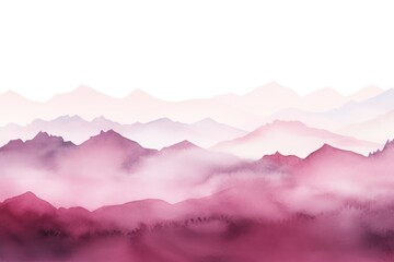 Maroon tones watercolor mountain range on white background with copy space display products blank copyspace for design text photo website web banner 