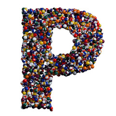 Alphabet made of billiard balls, letter P