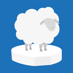 Sheep icon in flat style on a blue background vector illustration.