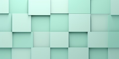 Mint Green color square pattern on banner with shadow abstract mint green geometric background with copy space modern minimal concept empty 
