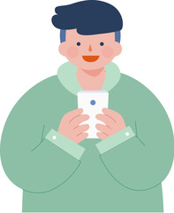 Smiling man holding a smartphone with two hand