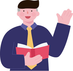 Teacher giving lectures with book