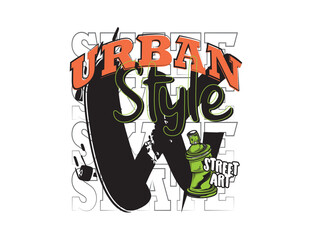 urban style with skateboard design for print on t shirt and other clothes