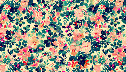 Colorful mixed floral pattern wallpaper
