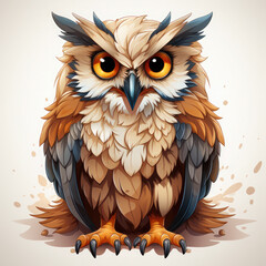 Obraz premium Watercolor Sage owl, clipart Illustration, Generative Ai