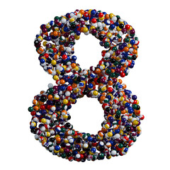Alphabet made of billiard balls, number 8