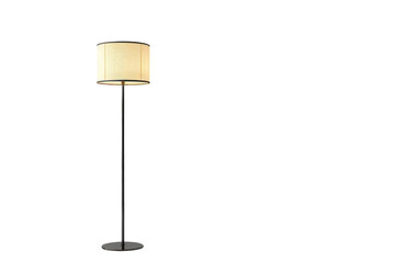 Floor Lamp Standing Alone Against a White Backdrop, Solitary Floor Lamp in a White Setting