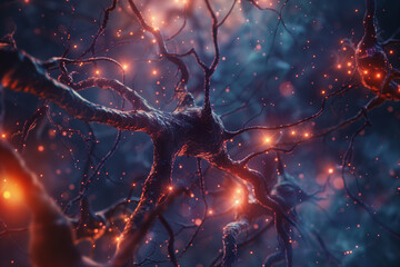 Concept of neurons, brain and thinking.