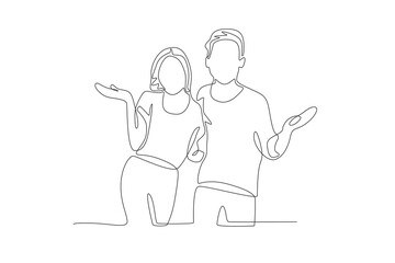 A very happy couple. Dia dos namorados concept one-line drawing