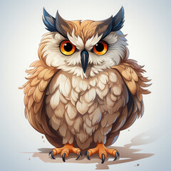 Obraz premium Watercolor Sage owl, clipart Illustration, Generative Ai