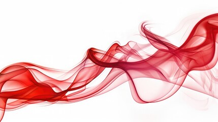 Beautiful flowing fabric flying in the wind, Red wavy silk or satin, Abstract element for design, 3D rendering image, Image isolated on a white background ,Fractal Flowing Abstract Background 
