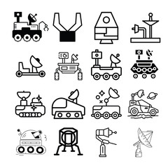 Moon rover outline icon Set, Moon rover glyph icon, Moon rover outline icon, Lunar Lander Icon, Ground satellite line art,  © Waqas